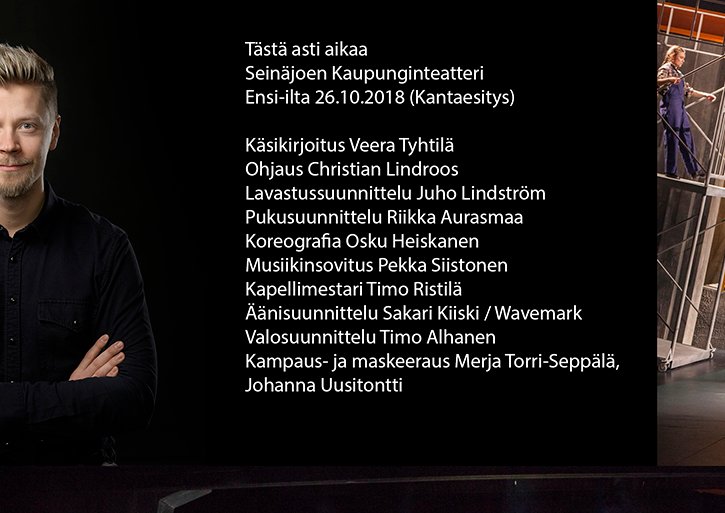 Tästä asti aikaa musikaali - kolmas nainen lavastussuunnittelu Juho Lindström set design